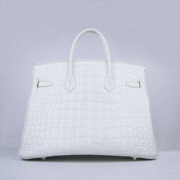 High Quality Fake Hermes Birkin 35CM Max Crocodile Veins Leather Bag White 6089